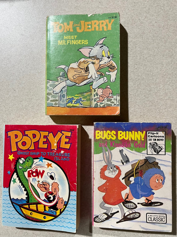 Big Little Books Vintage Bundle - Bugs Bunny, Tom & Jerry, Popeye (Lot of 3 Paperbacks)