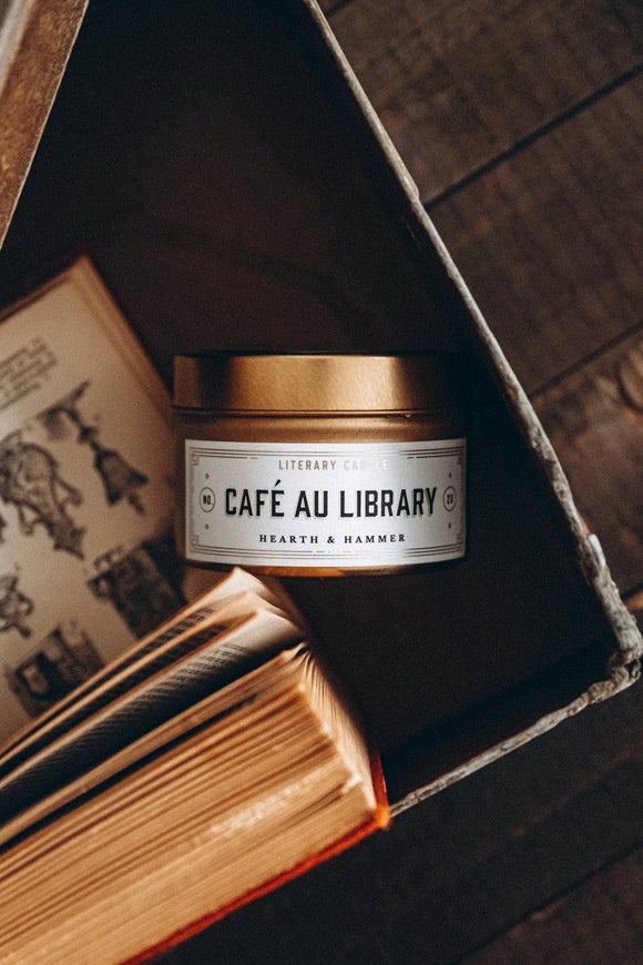 Café Au Library Travel Tin Literary Candle 4oz